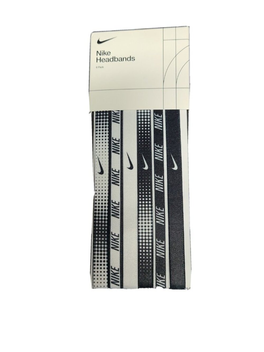 Black White Nike Stretchy Hairbands Hair tie 6pk 6 Pack Running Sports Gym